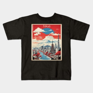 Tokyo Japan Vintage Poster Tourism 5 Kids T-Shirt